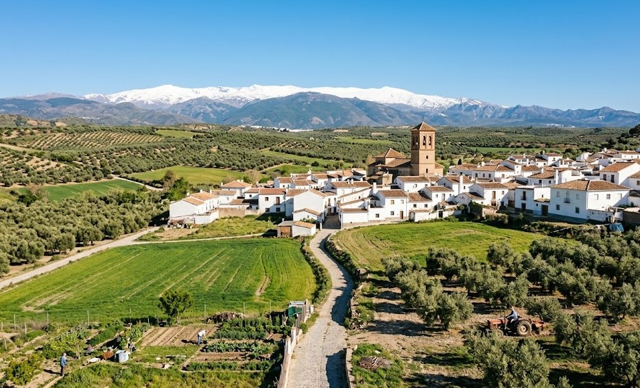 Paisaje de Calicasas, olivares y la tranquilidad del pueblo